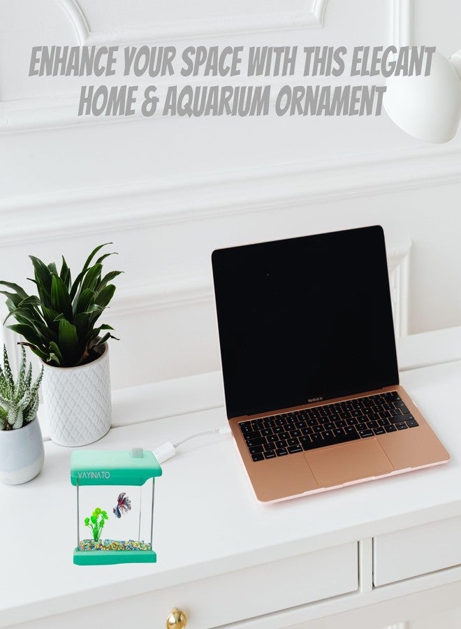 VAYINATO® Transparent Acyrlic Betta Fish Tank with Mini Plastic Plants - Random Color (Home Model) Easy to Clean and Maintain | Mini Portable Betta Fish Tank (Maximum 500ML Capacity) - Image 3